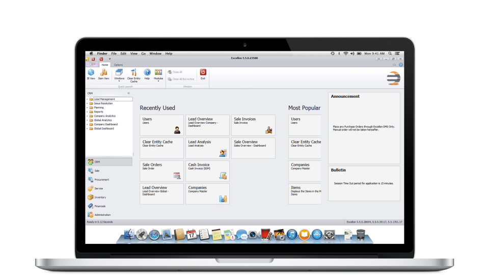 screenshot of Excellon Dealer Management System